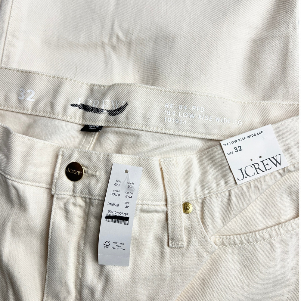 J.Crew Lower-rise Wide-leg 1984 Rigid Jean in Ecru Wash CD128 size 32 NWT - Picture 3 of 7